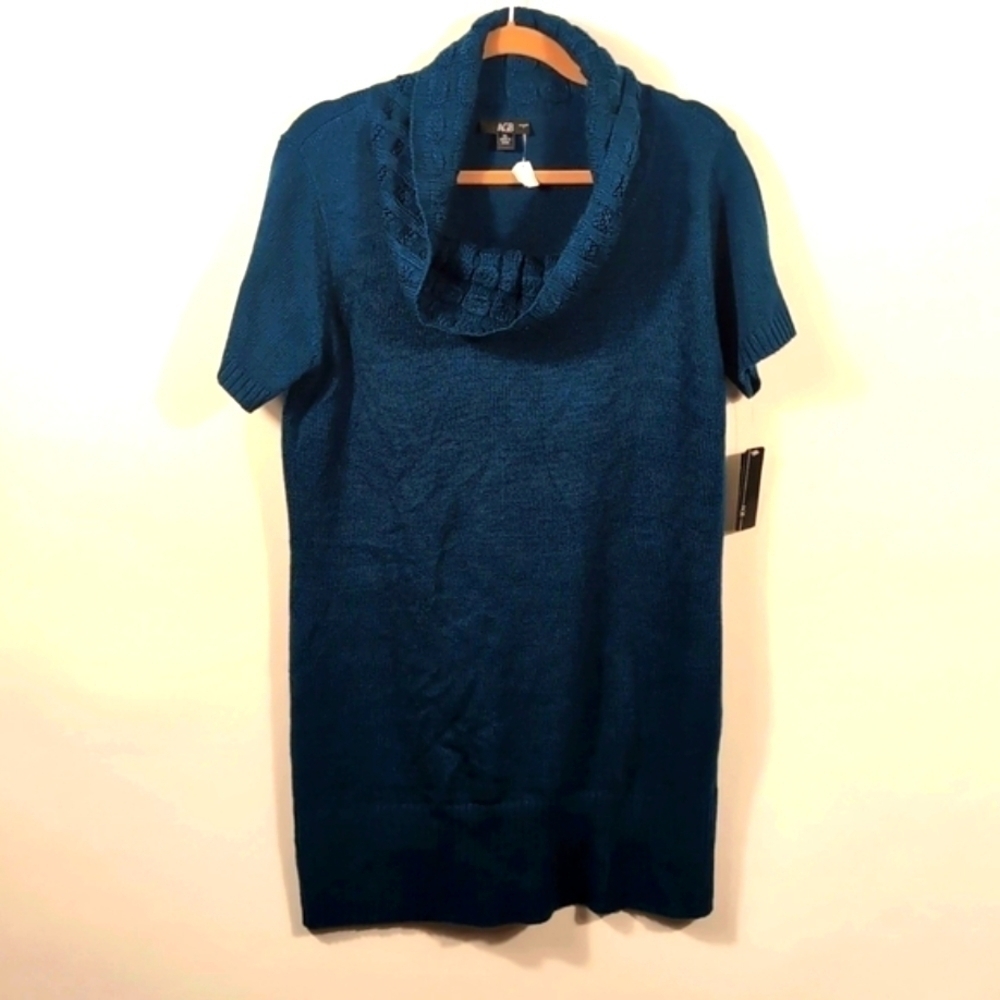 Hunter green knitted dress short sleeve Size X-Large NWTG